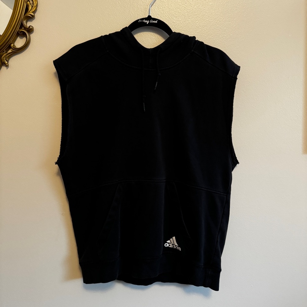Adidas Black Cut Off Sweatshirt Size M